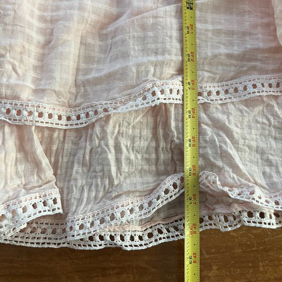 SAGE Women's Pink Lace Cap Sleeve Jewel Neck Short Fit & Flare Dress Size Small - Picture 5 of 7